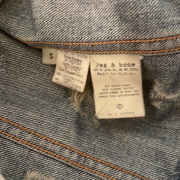 rag & bone denim jacket with leather sleeves size small - Picture 3 of 4